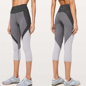 lululemon Early Extension High-Rise Crop Legging Heathered Titanium Sz 6